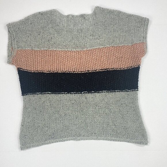Wildfox Women’s Estate Stripe Open Weave Sweater Sz S Gray Pink Navy - Picture 7 of 9